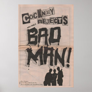 Affiche COCKNEY REJECTS - 1980 original NME Bad