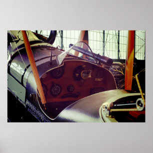 Affiche Cockpit d'avion biplan vintage