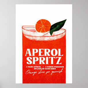 Affiche Cocktail Aperol Spritz Gros verre orange