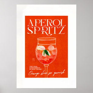 Affiche Cocktail Aperol Spritz Gros verre orange