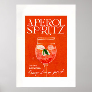 Affiche Cocktail Aperol Spritz Gros verre orange
