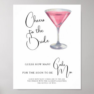 Affiche Cocktail aquarelle enterrement de vie de jeune fil