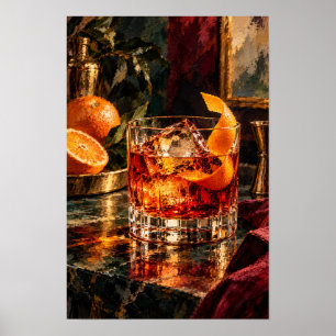 Affiche Cocktail au Whisky à l'Ancienne avec Orange – Chau