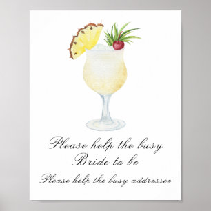 Affiche Cocktail baby shower - aider la mariée occupée