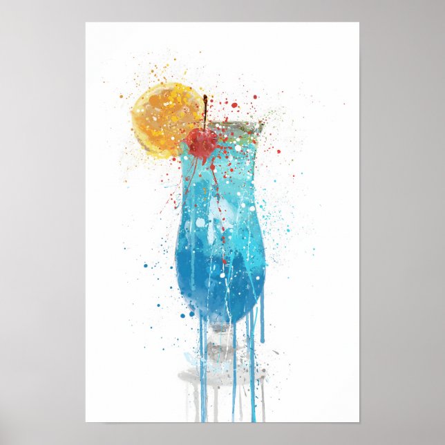 Affiche Cocktail Blue Lagoon (Devant)
