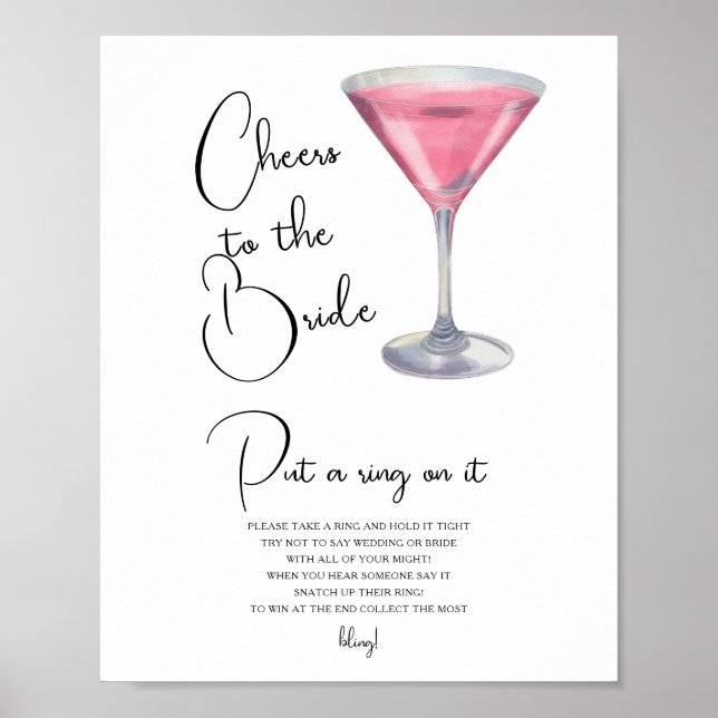 Affiche Cocktail Bridal shower Put a ring on it game (Devant)