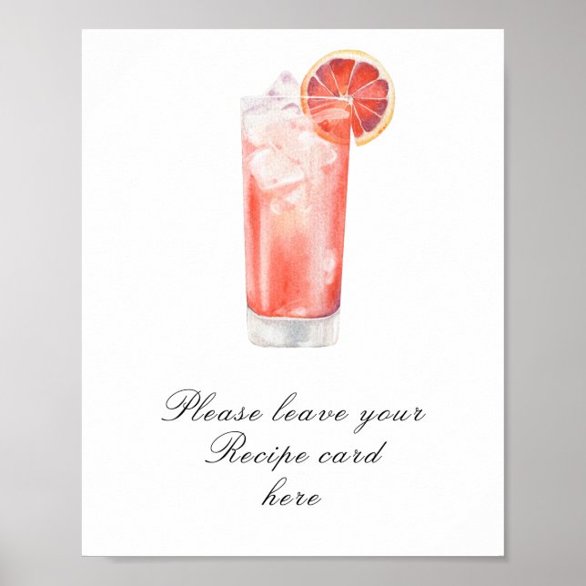 Affiche Cocktail bridal shower - Recipe card (Devant)