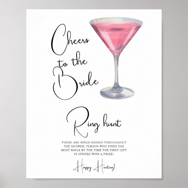 Affiche Cocktail Bridal shower Ring hunt game (Devant)
