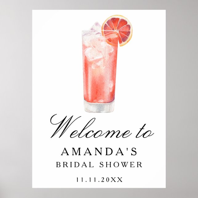 Affiche Cocktail Citrus - bridal shower welcome sign (Devant)