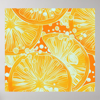 Affiche Cocktail Citrus : Motif d'eau étincelante