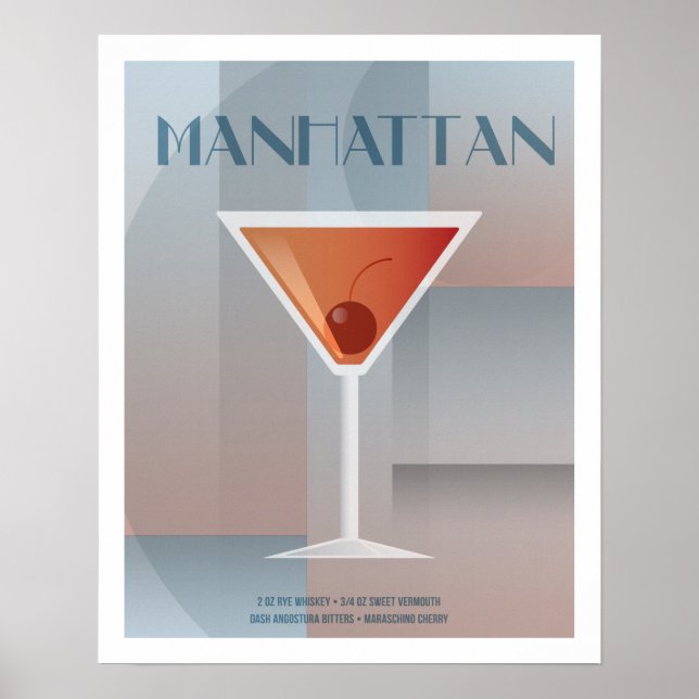 Affiche Cocktail classique de Manhattan (Devant)