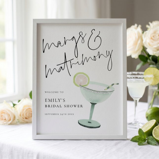 Affiche Cocktail de mariage de Margs Bienvenue à la fête d (Créateur téléchargé)