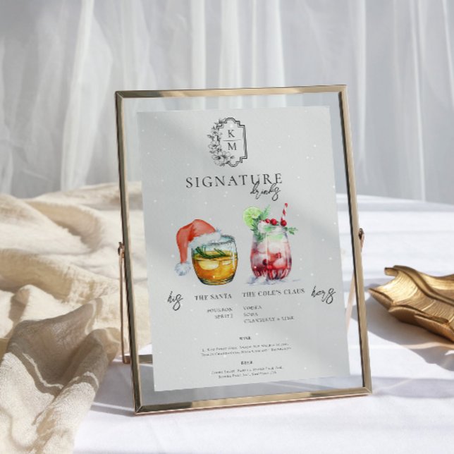 Affiche Cocktail de Noël | Boisson Signature de la Mariée  (Créateur téléchargé)