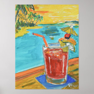 Affiche Cocktail de plage au coucher de soleil tropical