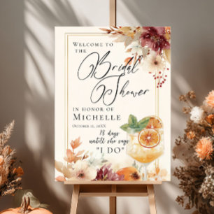 Affiche Cocktail et Fleurs d'automne Fête des mariées Bien