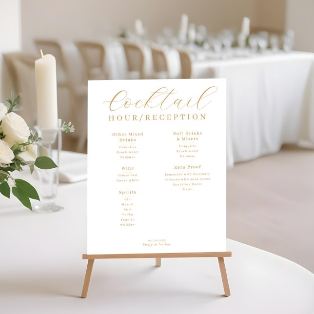 Affiche Cocktail Hour Réception Menu Boisson (Cocktail Hour Reception Drink Menu Poster)