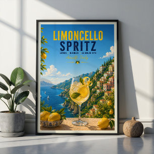 Affiche Cocktail Limoncello Spritz Côte Amalfitaine Italie