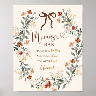 Affiche Cocktail Mariage Champêtre Fleurs Sauvages Automne