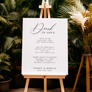 Affiche Cocktail mariage ou Bar Menu Élégant Drunk in Love