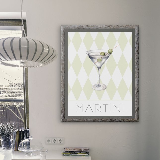 Affiche Cocktail Martini boire sur Harlequin Arrière - pla (A cool martini poster for your home or business.
)