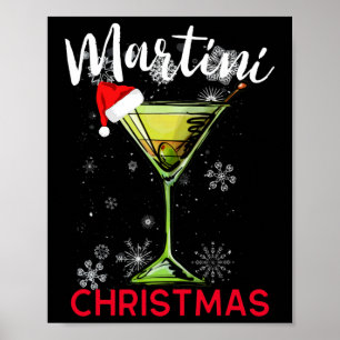Affiche Cocktail Martini de Noël Happy Hour Fun Drink Gi