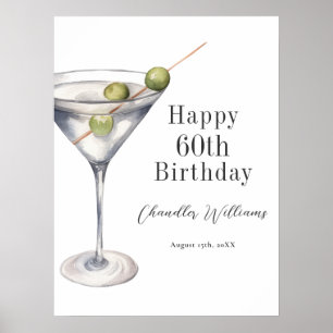 Affiche Cocktail Martini Joyeux 60e Anniversaire