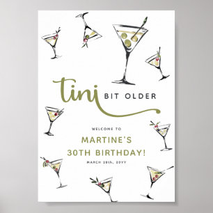 Affiche Cocktail Martini 'Un peu plus âgé' Anniversaire Ad