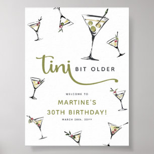 Affiche Cocktail Martini 'Un peu plus âgé' pour un anniver
