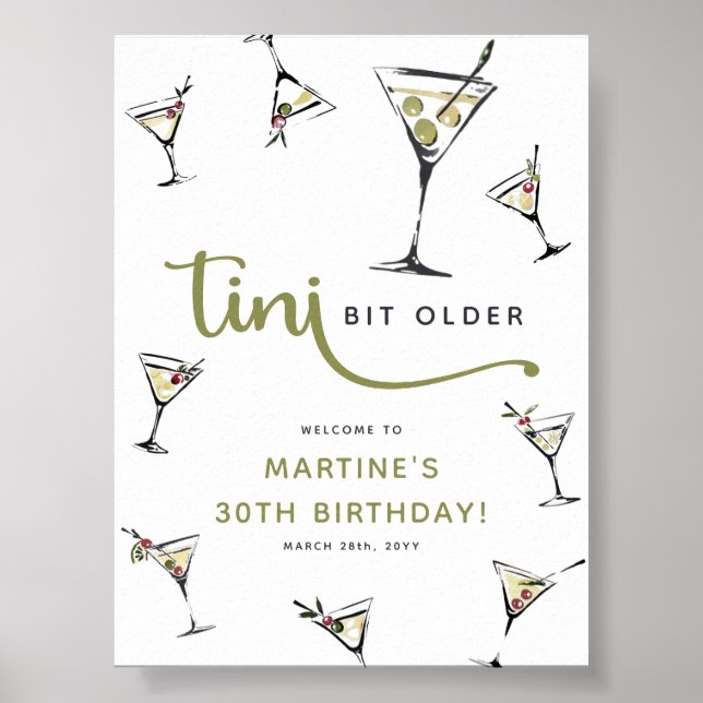 Affiche Cocktail Martini 'Un peu plus âgé' pour un anniver (Devant)