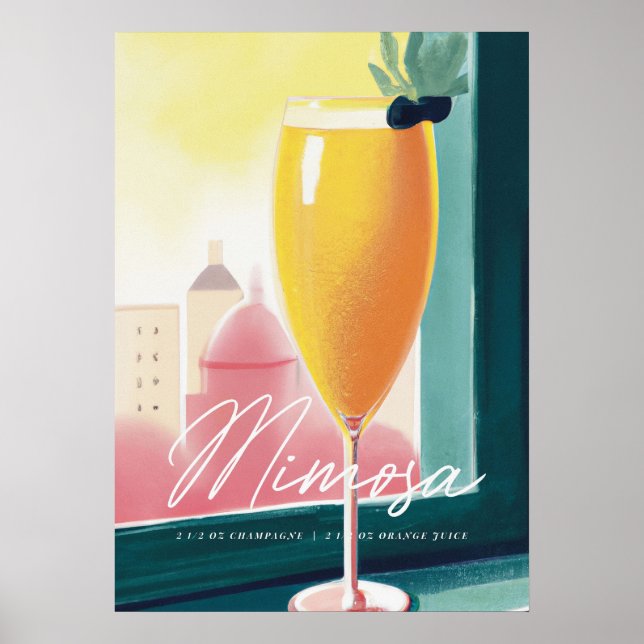 Affiche Cocktail Mimosa Matin Sunrise Retro (Devant)