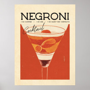Affiche Cocktail Negroni vintage : un goût du passé
