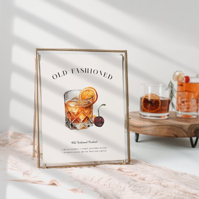 Affiche Cocktail Old Fashioned | Menu de boissons d'annive (Créateur téléchargé)