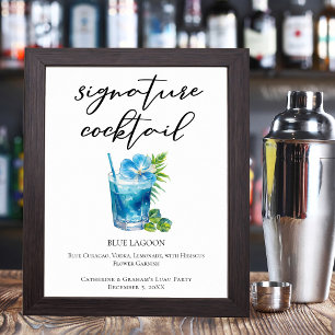 Affiche Cocktail Signature Blue Lagoon de Plage Tropicale