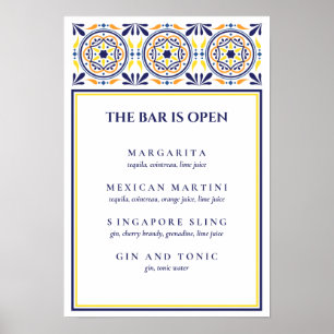 Affiche Cocktail Signature Carrelage Jaune Marine Espagnol