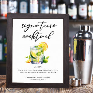 Affiche Cocktail Signature Chic Mojito Simple