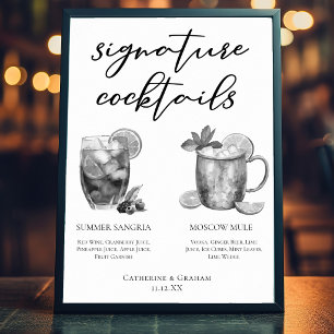 Affiche Cocktail Signature Sangria Moscow Mule Noir Blanc
