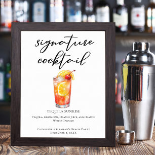 Affiche Cocktail Signature Tequila Sunrise Beach Party