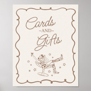 Affiche Cocktails beiges et Cowgirls Cartes et cadeaux de 