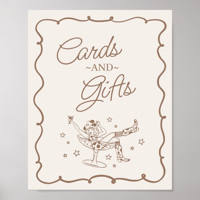 Affiche Cocktails beiges et Cowgirls Cartes et cadeaux de  (Devant)