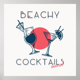 Affiche Cocktails de plage Apéro fête artistique