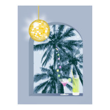Cocktails Disco Ball Palms sur Blue