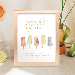 Affiche Cocktails Glace à l'eau de Bar Menu à l'aquarelle 