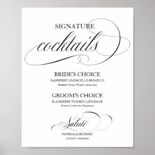 Affiche Cocktails Signature Black Script