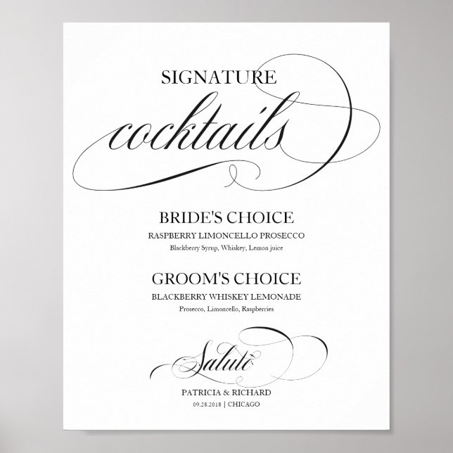 Affiche Cocktails Signature Black Script (Devant)