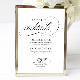 Affiche Cocktails Signature Black Script