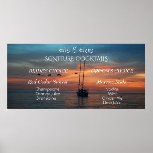 Affiche Cocktails Signature Bride et Groom Summer Sunset