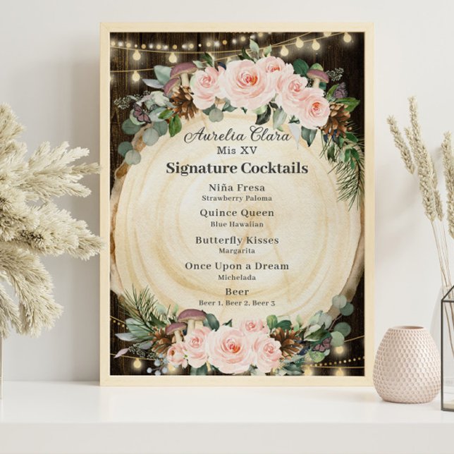 Affiche Cocktails Signature Forêt Enchantée Florale (Créateur téléchargé)