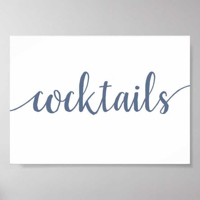 Affiche Cocktails simples | Dusty Blue Any Event Bar Sign (Devant)