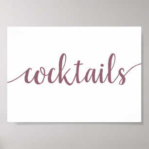 Affiche Cocktails simples   Mauve Rose N'Importe Quelle Ba