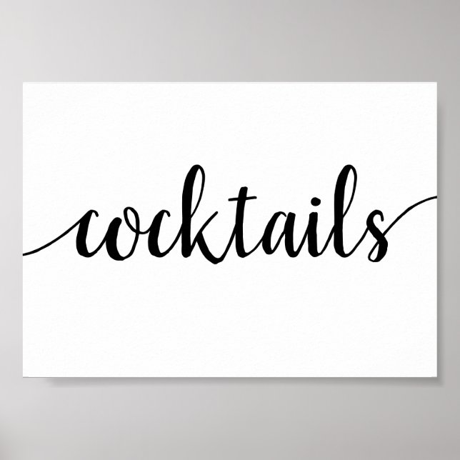 Affiche Cocktails simples | Script noir Tout panneau de la (Devant)